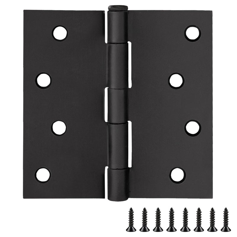 Design House Door Hinges for Interior Doors 3-Pack 4-inch x 4-inch, Design House Square Corner Steel Door Hinge Door Hardware, Matte Black, 188987 - Image 1